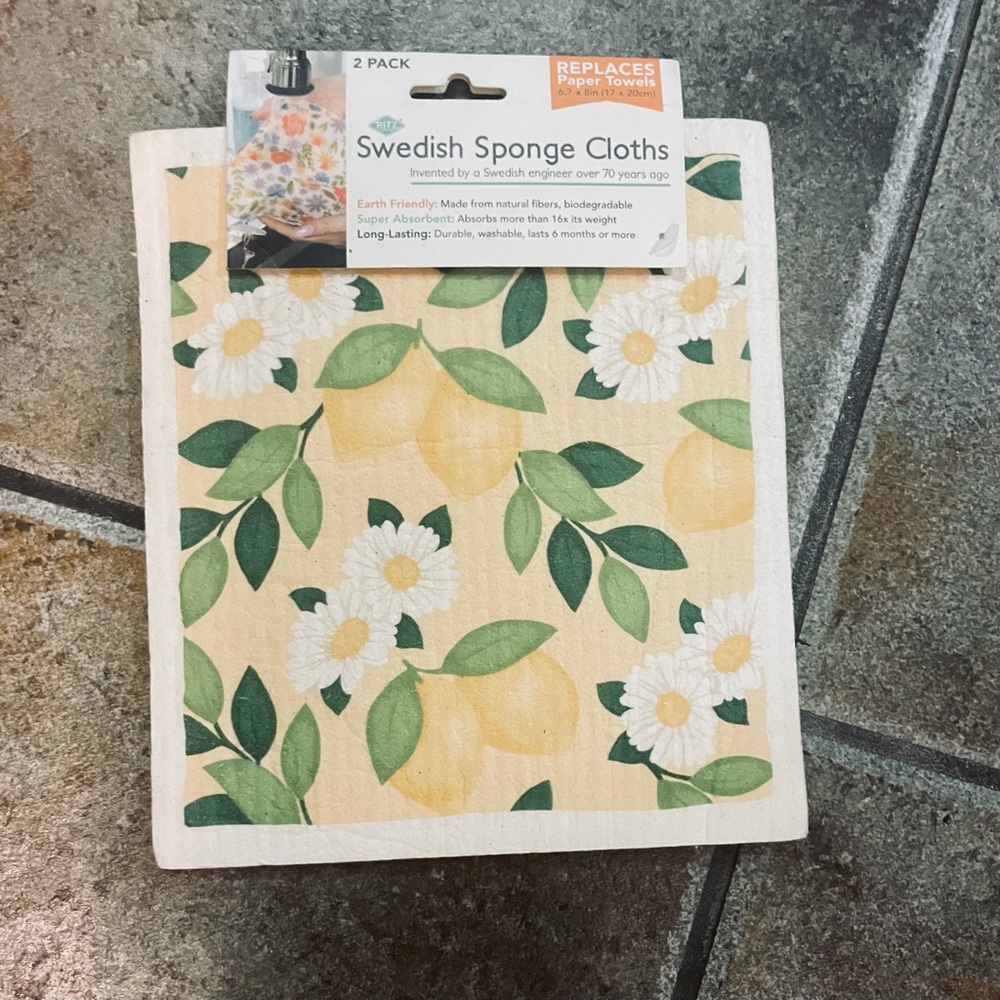 RITZ Swedish Floral Lemon Swedish Sponge Cloths 2 Pack